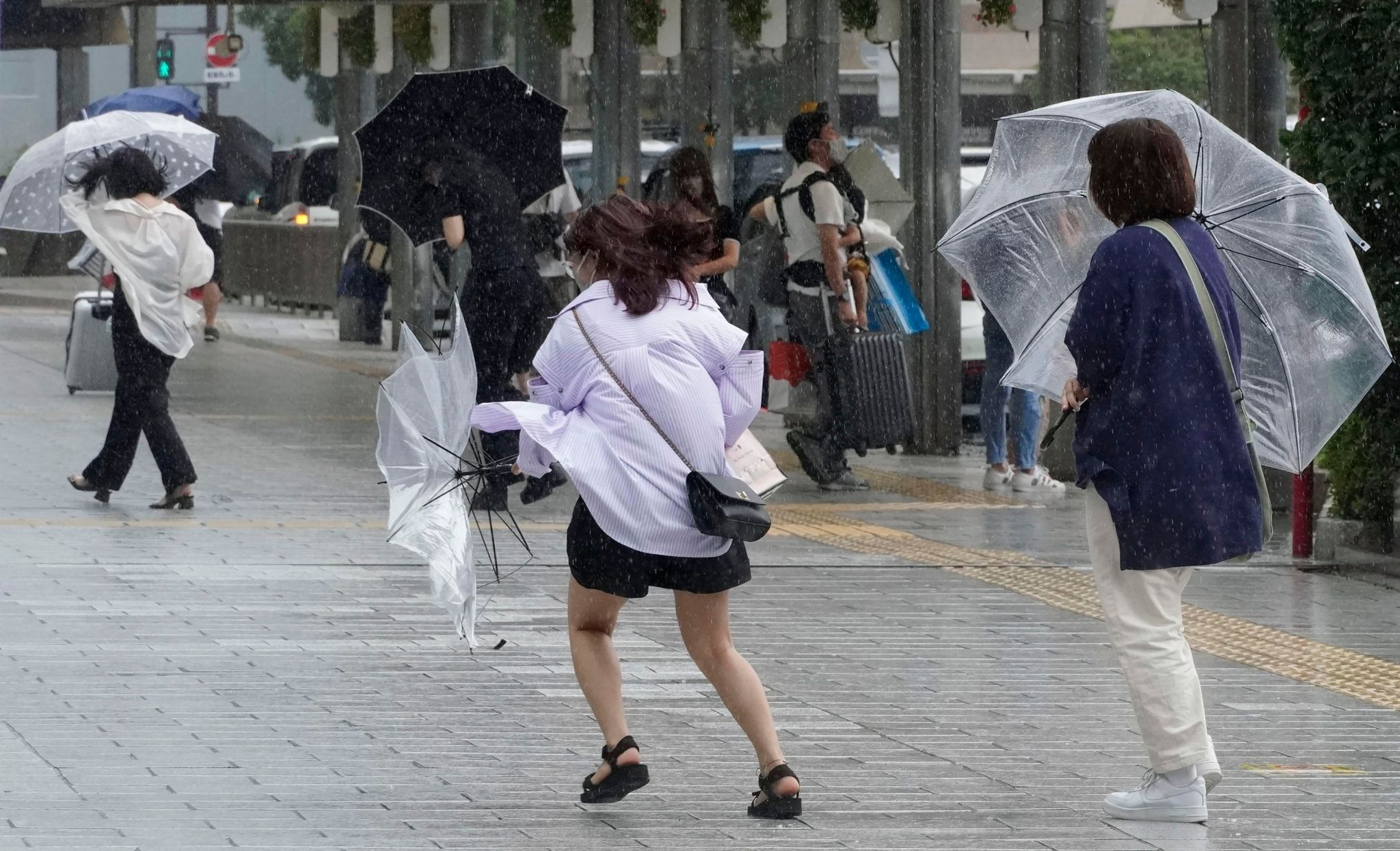 Regen und starker Wind in Hamamatsu. (© Kyodo News/AP/dpa)