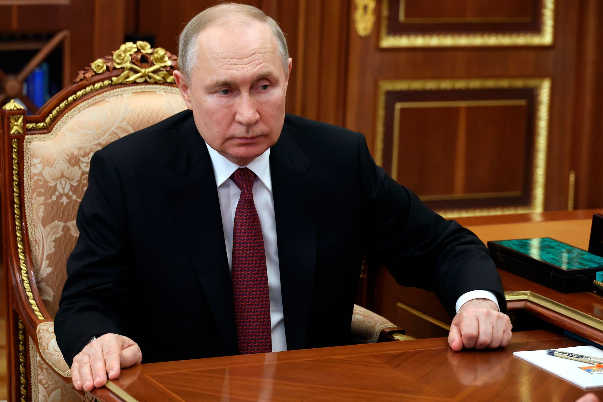 Russlands Präsident Wladimir Putin führt Krieg gegen die Ukraine. (© Mikhail Klimentyev/Pool Sputnik Kremlin/AP/dpa)