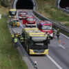 Bus brennt im Kohlbergtunnel auf der A96